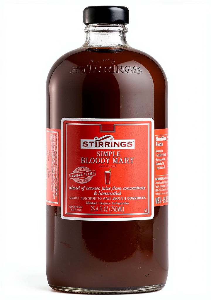 DIAGEO Bloody Mary Mixer bottle on a bar counter with garnishes