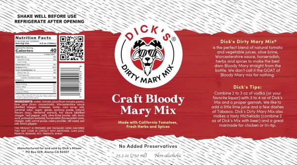 Bloody Mary Mix Dick's Mixes Cocktail Mixer Spicy-8