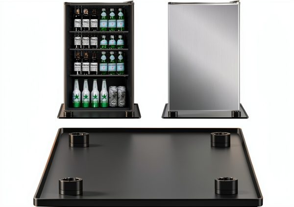 Mini Fridge Silicone Mat with 4 Sturdy Base Raisers, 24''x 24'' Drain Pan, Suitable for Fridge, Washing Machine, Dryer, Wine Cabinet.-0