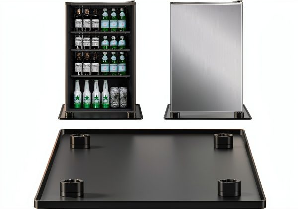 Mini Fridge Silicone Mat with 4 Base Raisers, 20"x20" Drain Pan for-0